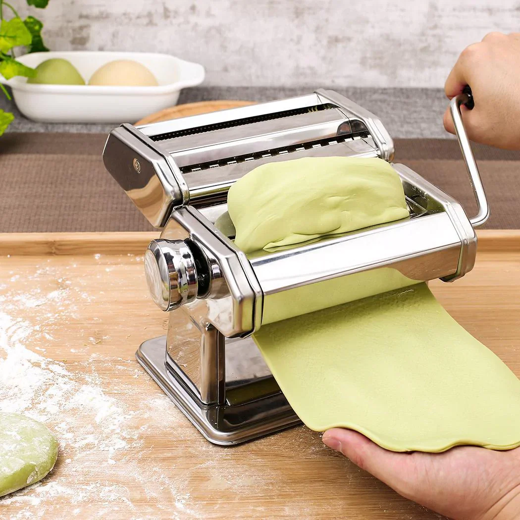 HULIANFU Pasta Maker,Stainless Steel Manual Pasta Maker Machine Perfect for Homemade Spaghetti, Fettuccini, Lasagna,or Dumpling Skins - Deanwangkt