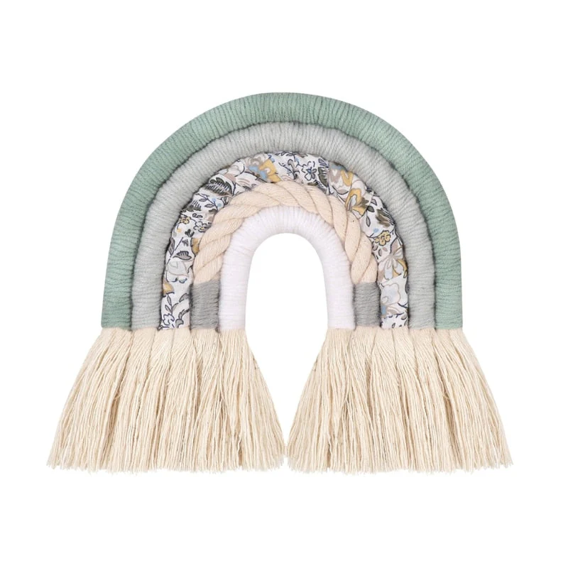 HULIANFU Lines Macrame Rainbow Hanging Ornament DIY Rope Handmade Woven Wall Decor Baby Girls Room Decor Home Nursery Decor - Deanwangkt