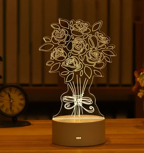 HULIANFU Romantic Love 3D Lamp Heart-shaped Balloon Acrylic LED Night Light Decorative Table Lamp Valentine Day Sweetheart Wife Gift - Deanwangkt