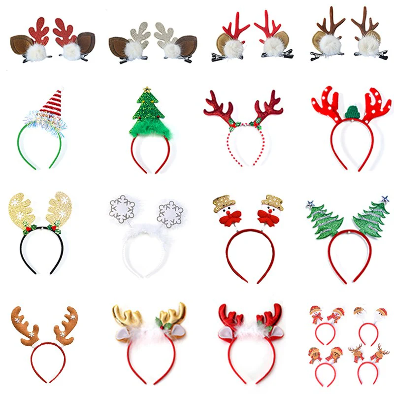 HULIANFU 2026  Christmas Headbands Santa Tree Elk Antlers Headband Kids Adult Headwear Reindeer Ornaments Christmas Decor Party Cosplay Gifts - Deanwangkt