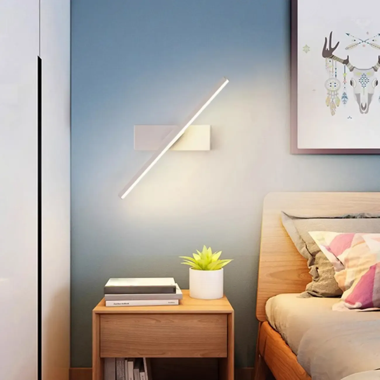 Rotatable Simple Black Linear Mini Wall Sconce Dimmable