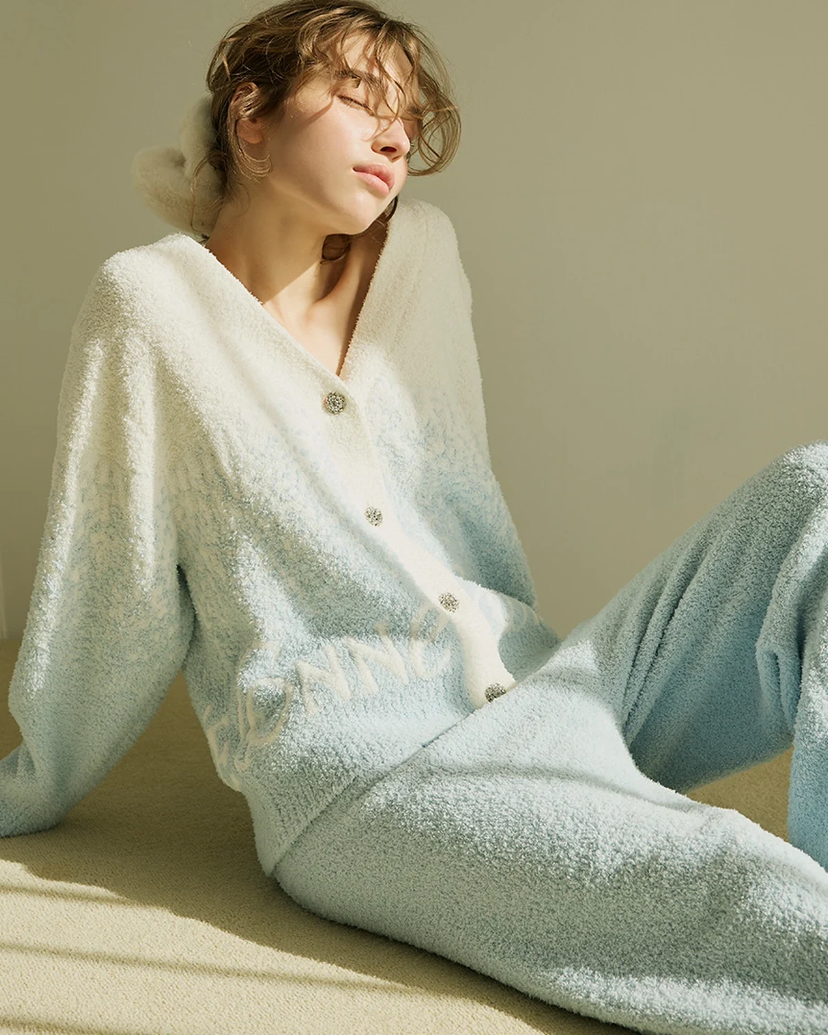 Fall/Winter thick soft plush women's half-fleece cardigan set, versatile long-sleeve long-pants homewear pajamas suitable for outerwear