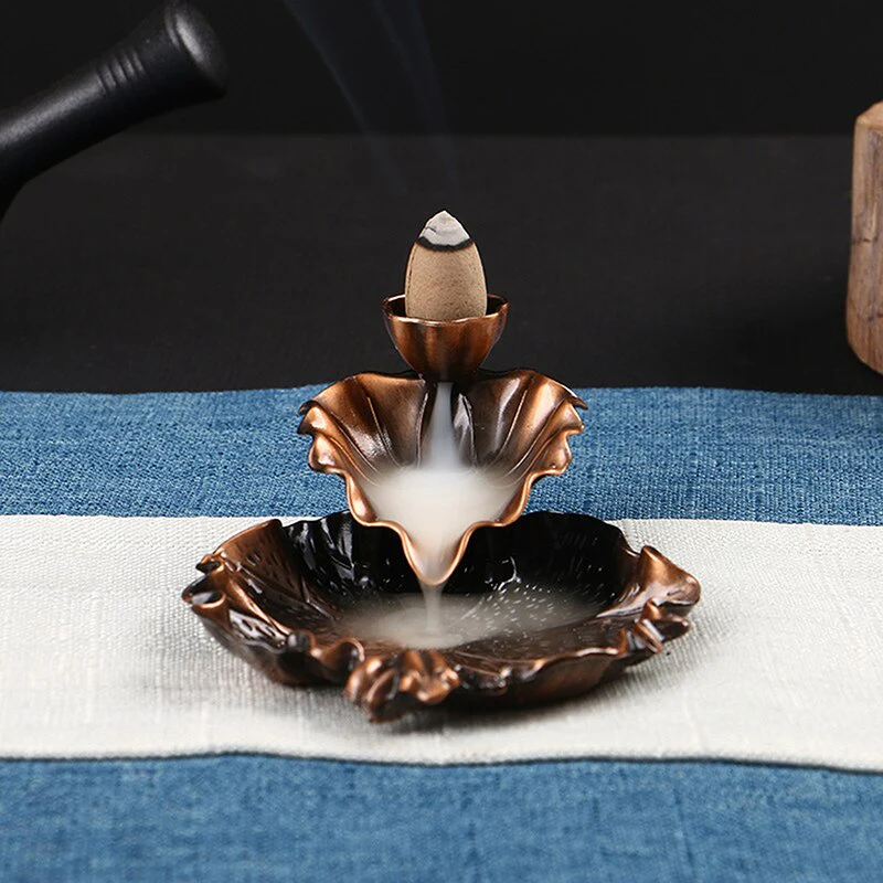 HULIANFU Leaf Tower Incense Ceramic Burner Fragrance Holder Backflow Censer Creative Aromatherapy Smoke Reflux Incense Stick Incense - Deanwangkt