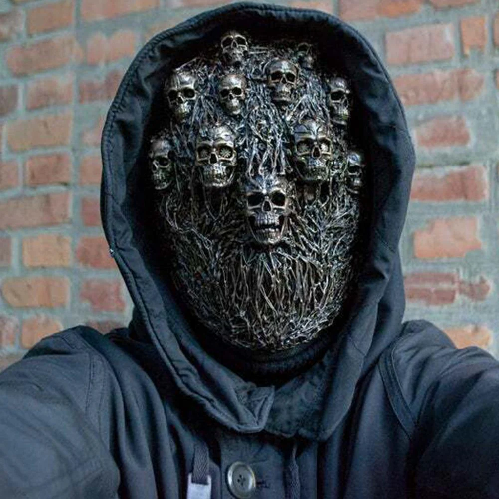 HULIANFU Steam Skull Halloween Mask Realistic Latex Full Face Creepy Skull Head Headgear Horror Mask Party Halloween Decoration - Deanwangkt