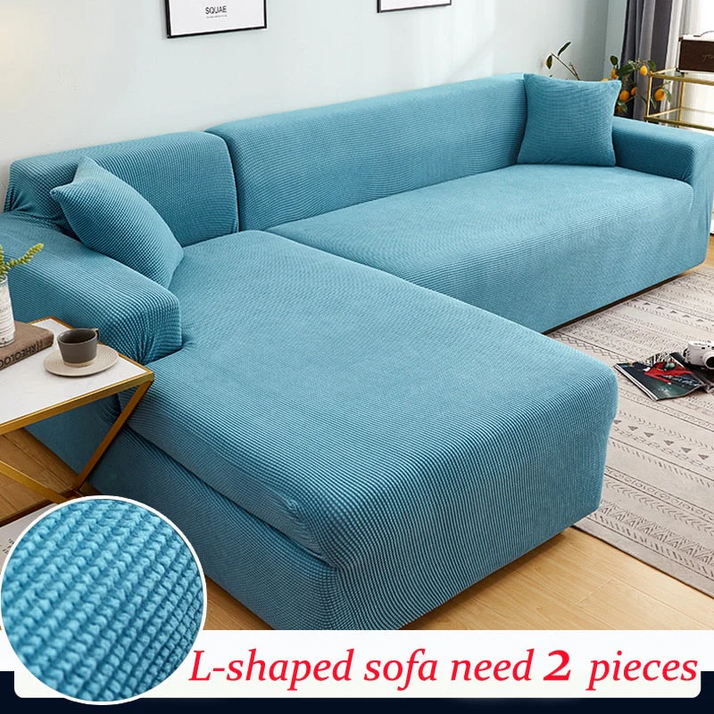 HULIANFU Living Room Elastic Sofa Cover Thick Polar Fleece 1/2/3/4 Seat Sofa Cover L Shape Corner Sofa Armchair Sofa Cover Dustproof - Deanwangkt