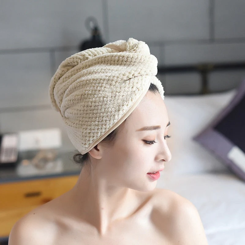 HULIANFU Quick Drying Microfiber Shower Cap Magic Hair Fast Drying Dryer Towel Bath Hat Dry Hair Cap Quick Drying Soft Turban Dry bonnet - Deanwangkt
