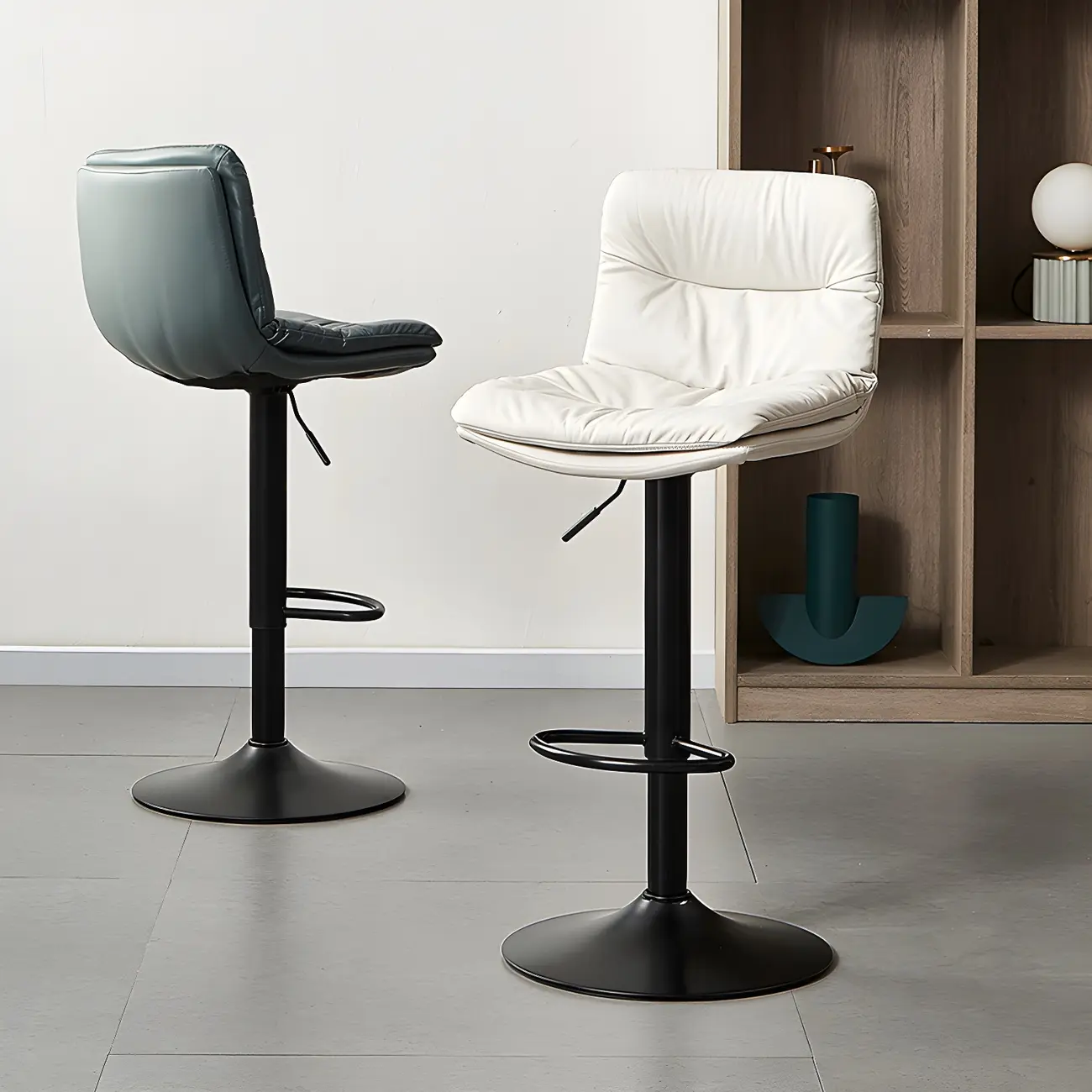 Modern Leather Saddle Swivel Adjustable Bar Stool