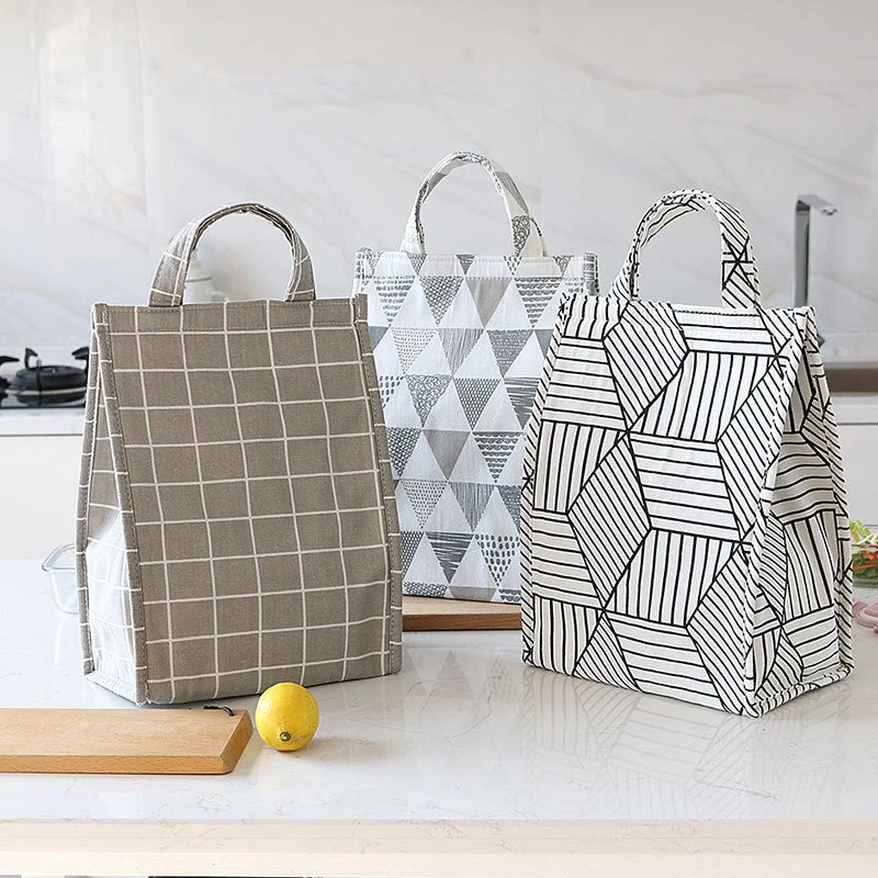 HULIANFU White plaid Cooler Functional Lunch Box Tote Insulated food storage containers Bento box Thermal Food Picnic Lunch Bag For kids - Deanwangkt
