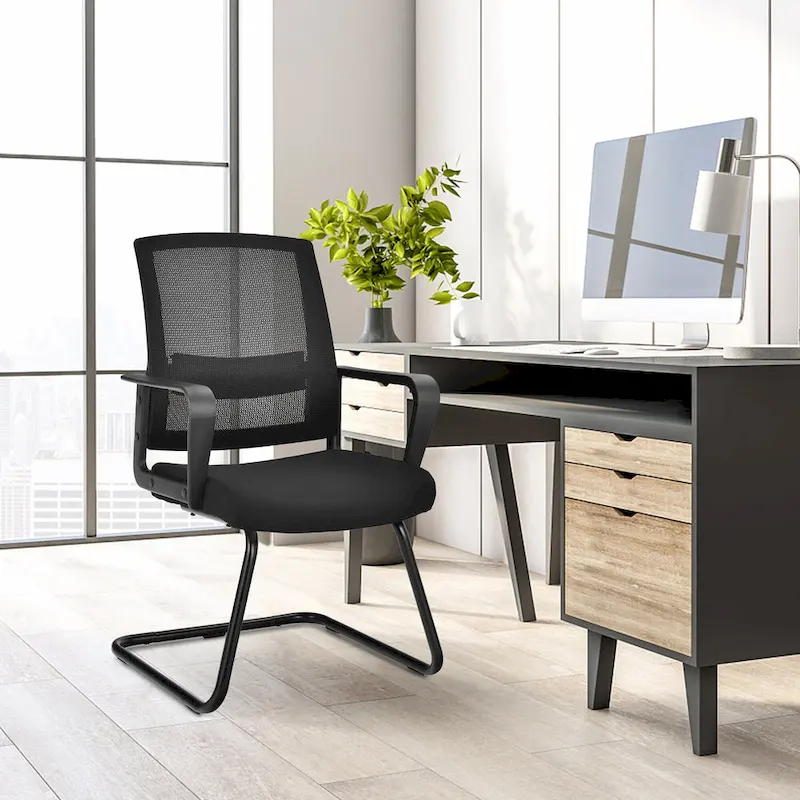 Gymax Set of 12 Conference Chairs Mesh Reception Office Guest Chairs