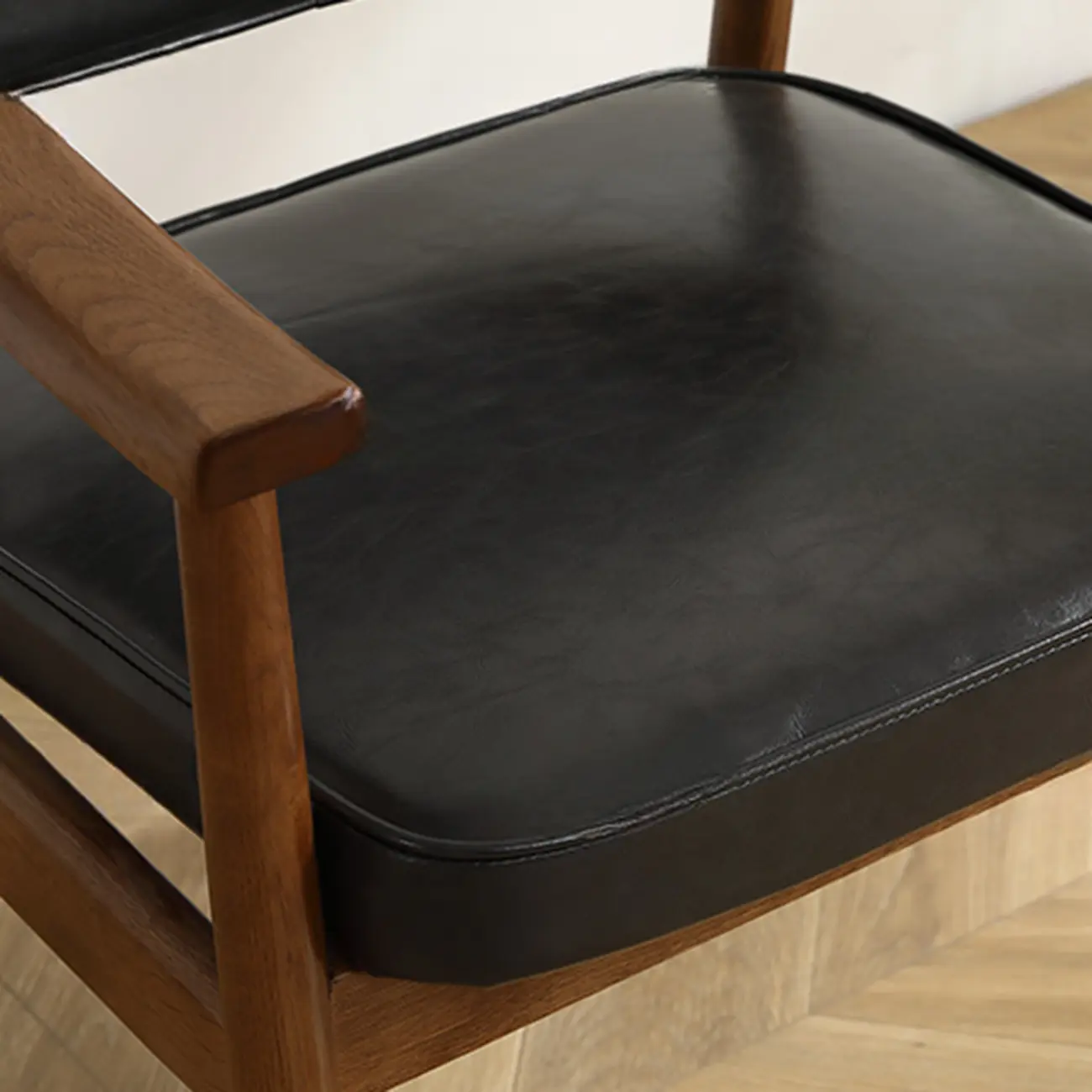 Modern Wooden Calfskin Upholstered Office Chair