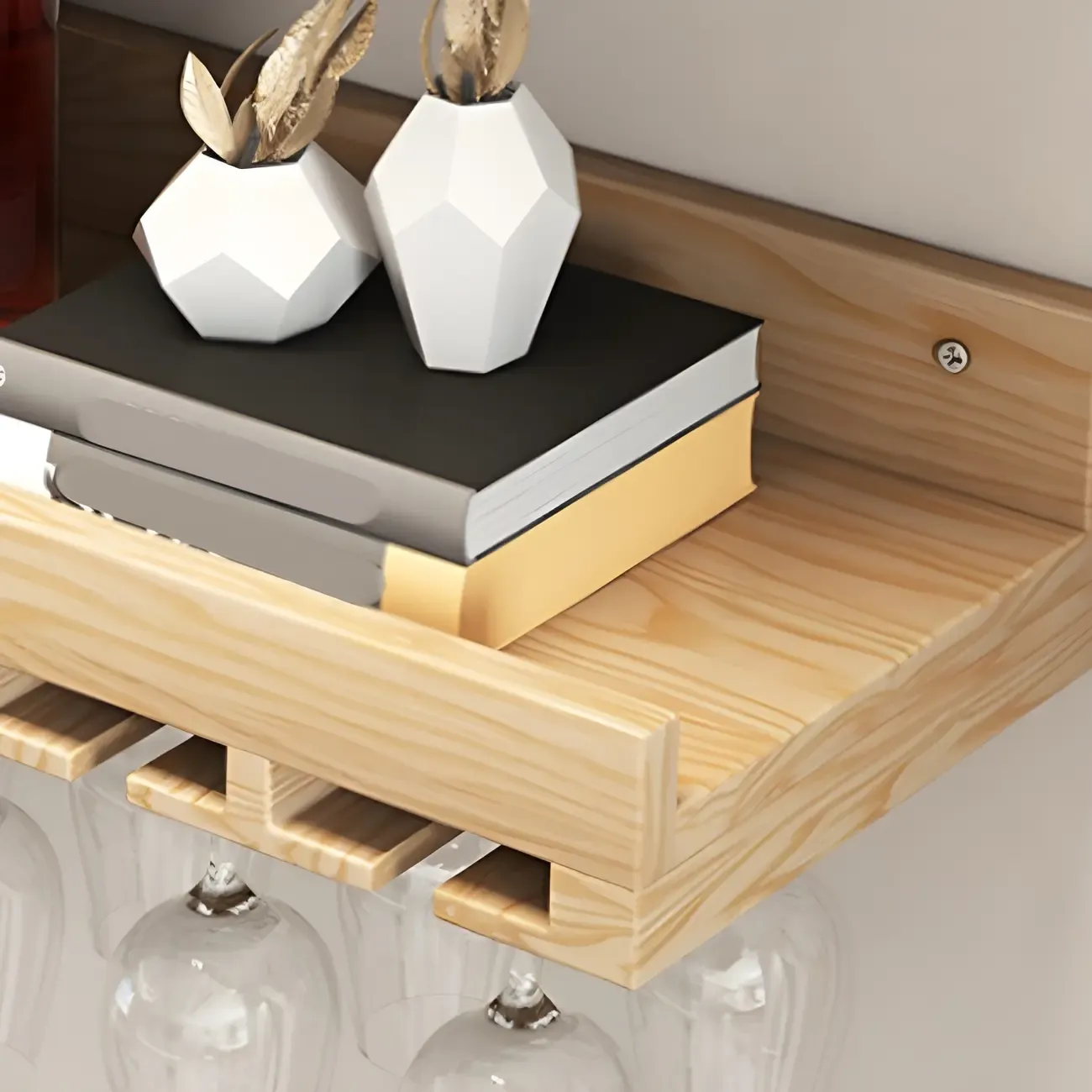 Industrial Wooden Wall Mounted Wine Rack