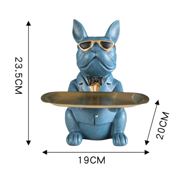 HULIANFU Nordic French Bulldog Sculpture Dog Statue Statue Jewelry Storage Table Decoration Gift Belt Plate Glasses Tray Home Art Statue - Deanwangkt