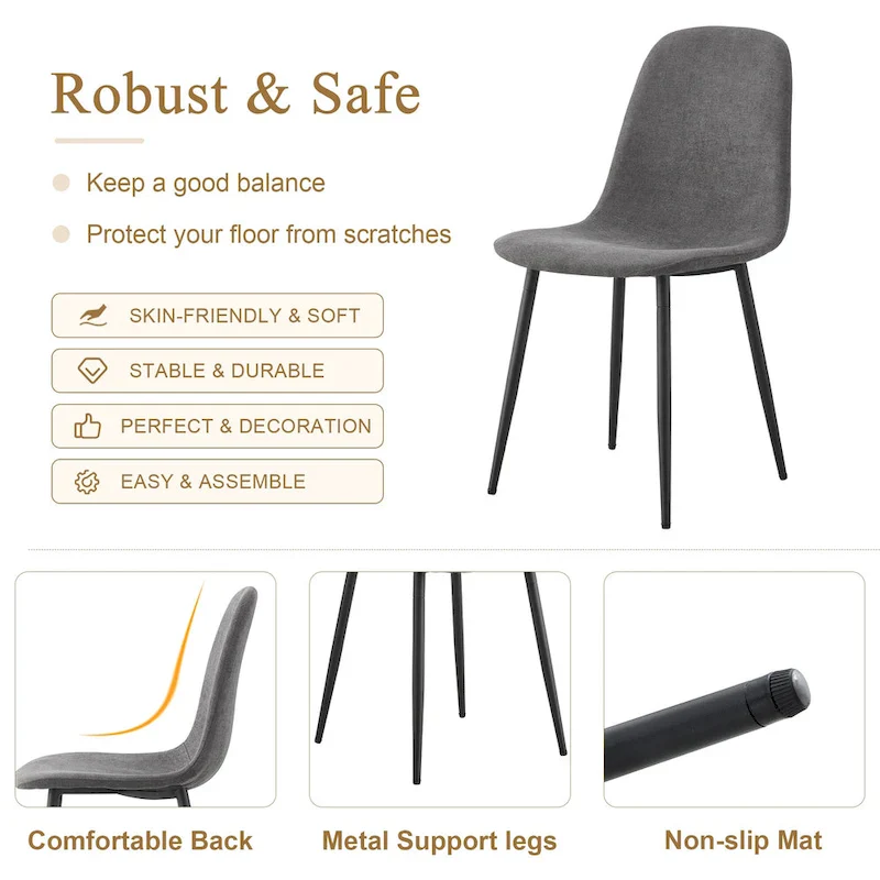 Modern Dining Set with Rectangular Black A-Frame Table & Round Backrest Chairs