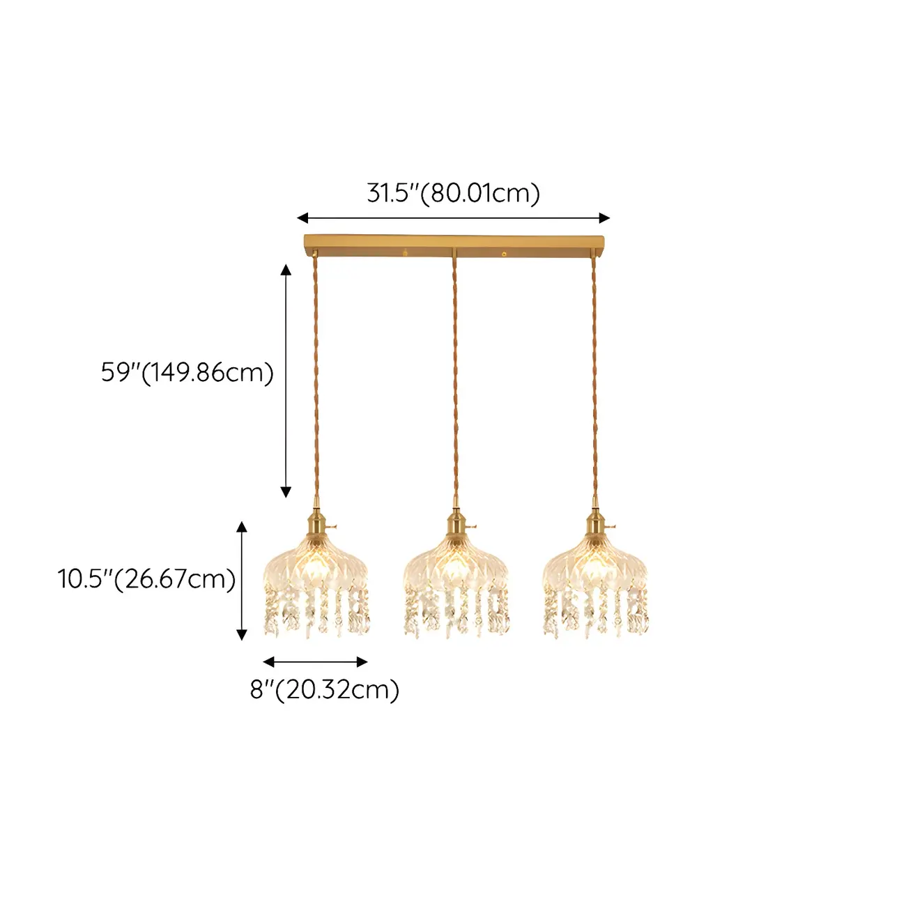 Elegant Glass-Crystal Gold Island Pendant Lights