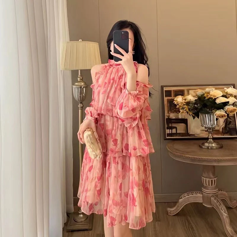 Lantern Sleeve Summer Dress New French Style Floral Dress for Women 2026  Sweet Elegant Tierred Knee Length Mini Dress - Deanwangkt