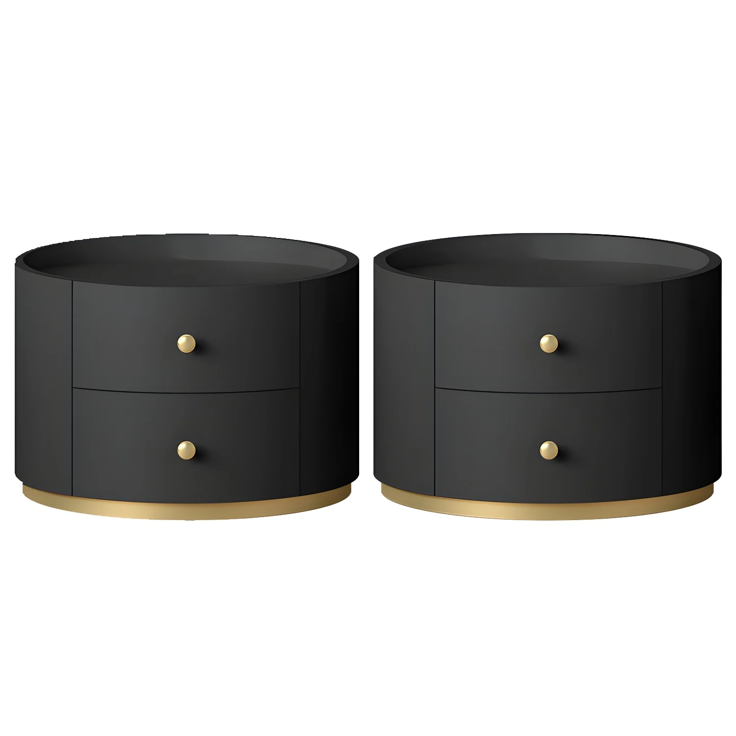 Glam Manufactured Wood Round 2-Drawer Nightstand