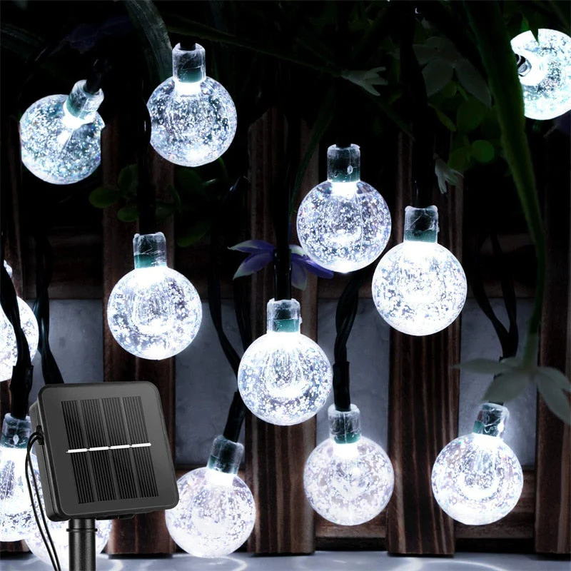 HULIANFU Solar String Lights Outdoor 60 Led Crystal Globe Lights with 8 Modes Waterproof Solar Powered Patio Light for Garden Party Decor - Deanwangkt
