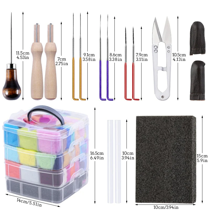 HULIANFU LMDZ 72 Colors Wool Felting Kit Needle Felting Tools DIY Handle Wool Felt Toys Making Fabric Materials Handcraft For Beginners - Deanwangkt