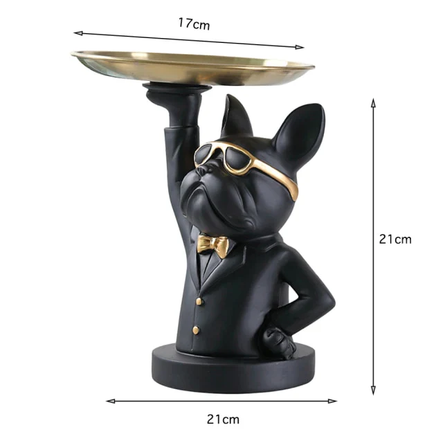 HULIANFU Nordic French Bulldog Sculpture Dog Statue Statue Jewelry Storage Table Decoration Gift Belt Plate Glasses Tray Home Art Statue - Deanwangkt
