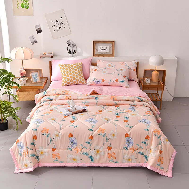 HULIANFU PEIDUO Simple Modern Air Condition Thin Blanket Summer Quilt Cotton Fluffy Plaid Blanket On The Bed Comfortable Comforter - Deanwangkt
