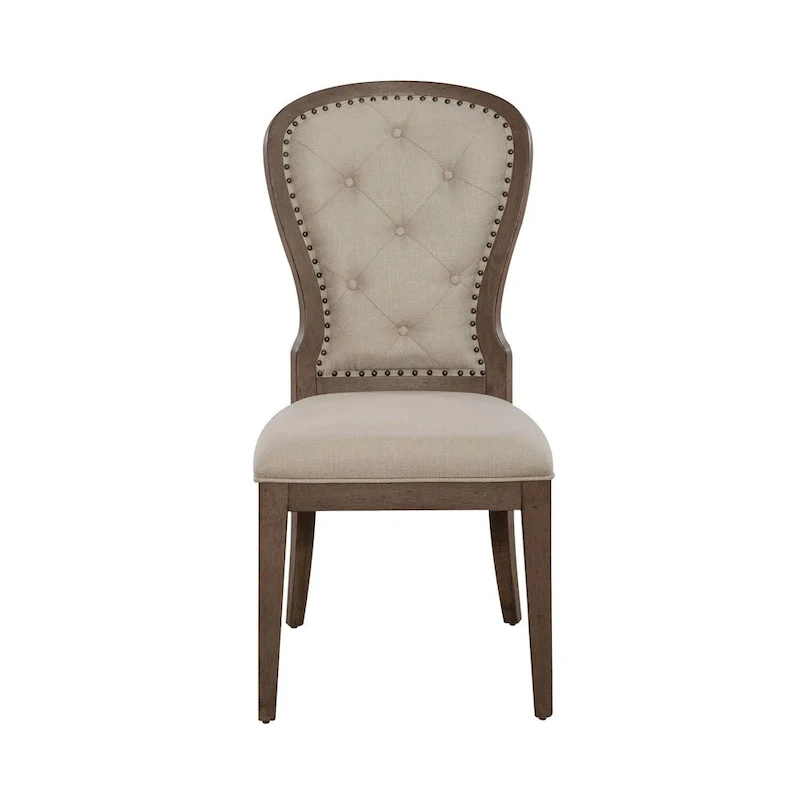 Americana Farmhouse Upholstered Tufted Back Side Chair (Set of 2)