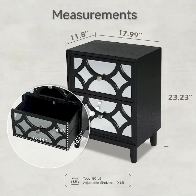 COZAYH Contemporary Mirror Front Nightstand