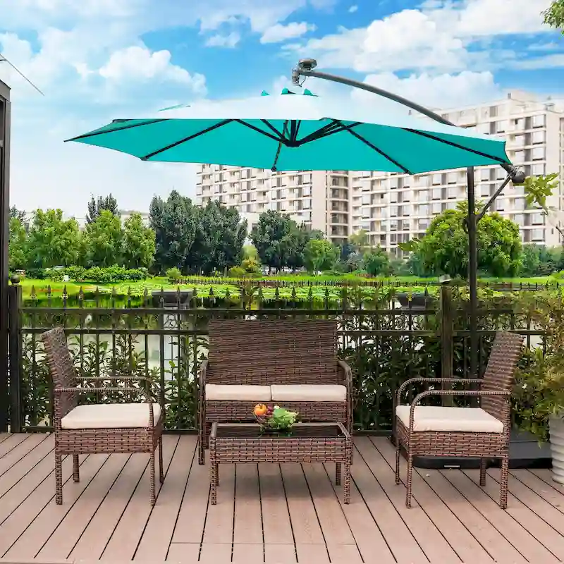 Sonoma 4 Piece Wicker all-weather Conversation Set with Cushions & Coffee Table