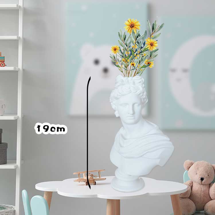 HULIANFU W&G Nordic Vase Home Decor Vase Creative Human Head Portrait Flower Vases Room Decoration Resin David Flower Vase Room Decor - Deanwangkt