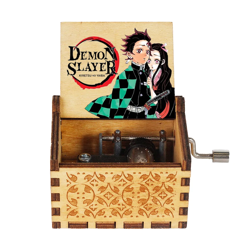 HULIANFU New Attack On Titan Queen Music Box Antique Carved Wooden Hand Cranks Power Game Crossing Rainbow Christmas Birthday Gifts - Deanwangkt
