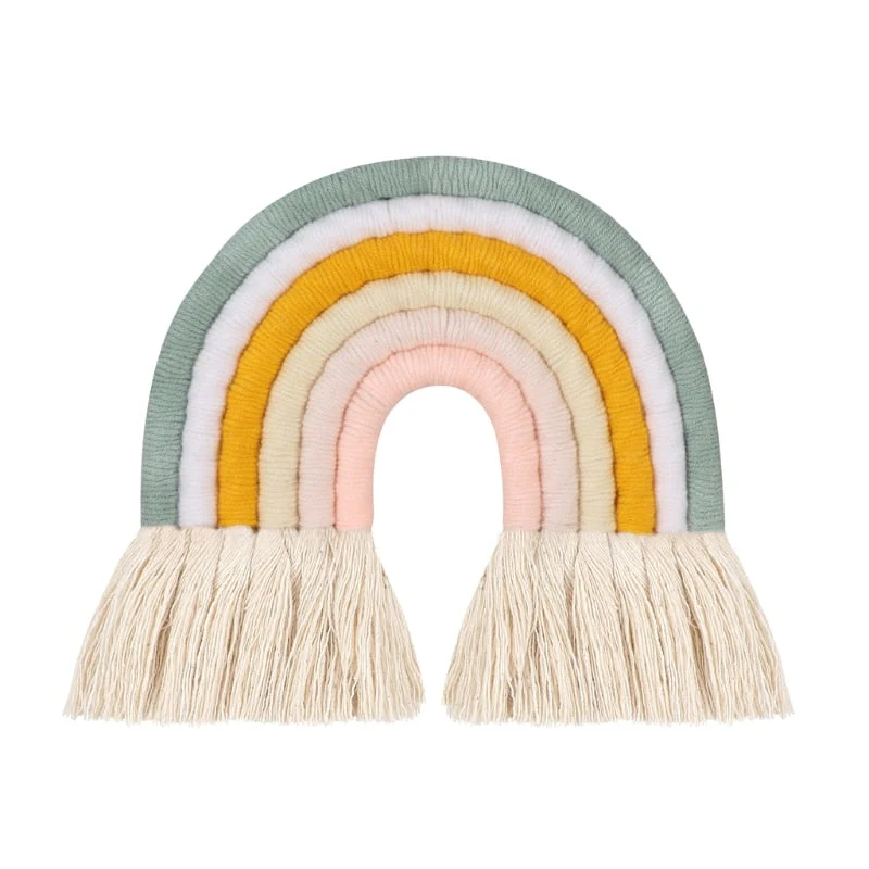 HULIANFU Lines Macrame Rainbow Hanging Ornament DIY Rope Handmade Woven Wall Decor Baby Girls Room Decor Home Nursery Decor - Deanwangkt