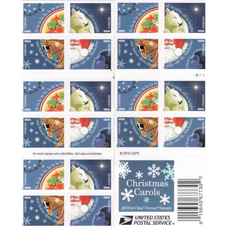 Christmas Carols 2017, (Book of 20) - TWENTYSTAMPS