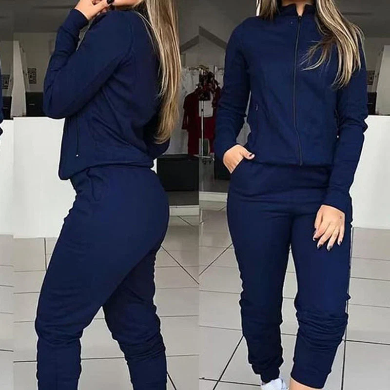 Hulianfu 2 Piece Set Spring Autumn Women Tracksuit Zipper Sweatshirt+Pants Sportwear Casual Women's Sports Suit Hoodies Set Female - Deanwangkt