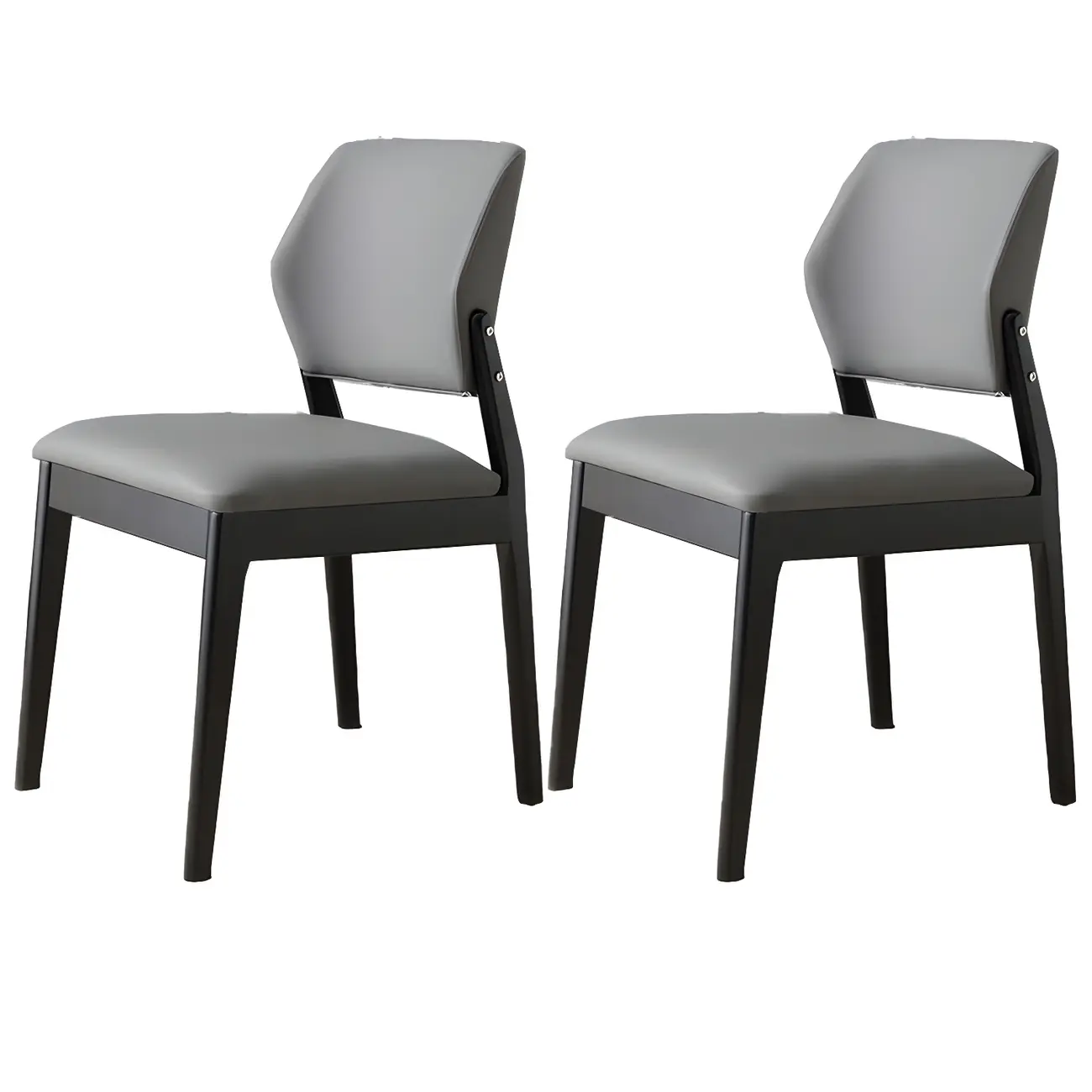 Modern Wood Faux Leather Beige Low Back Dining Chair