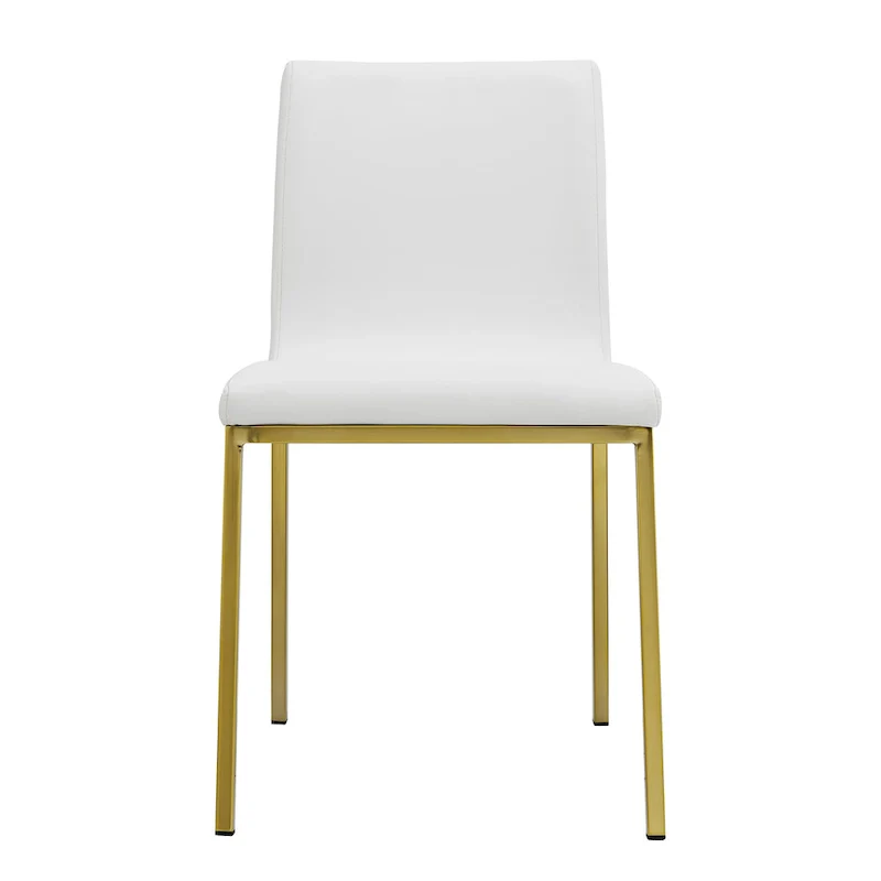 Scott Side Chair in White with Matte Brushed Gold Legs - Set of 2