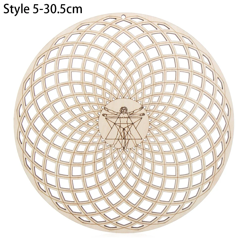 HULIANFU Log Color Chakra Pattern Round Edge Circles Carved Wooden Stand Coaster Flower of life Reload Stone Kitchen Hot Pad Mat Decor - Deanwangkt
