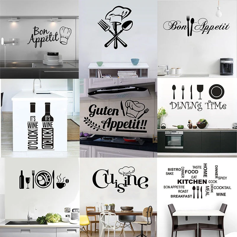 HULIANFU Kitchen Wall Stickers Vinyl Wall Decals for Kitchen English Quote Home Decor Art Decorative Stickers PVC Dining Room For Bar PVC - Deanwangkt