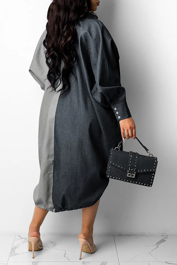 Hit Color On-trend Oversize Single Breasted Midi Dress - Deanwangkt