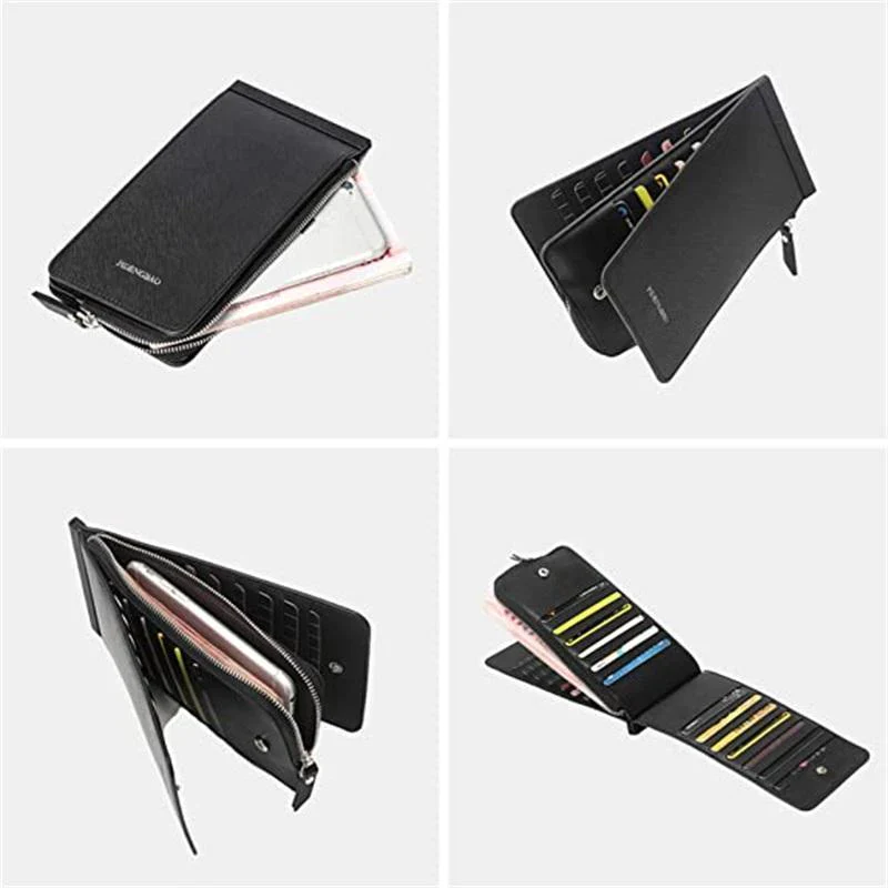 HULIANFU Multifunctional Long Wallet Card package Natural Resin Material Electroplated Metal Zipper High Quality Waterproof Wallet - Deanwangkt