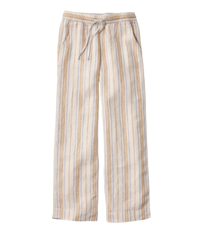 Women's Premium Washable Linen Pull-On Pants, Stripe