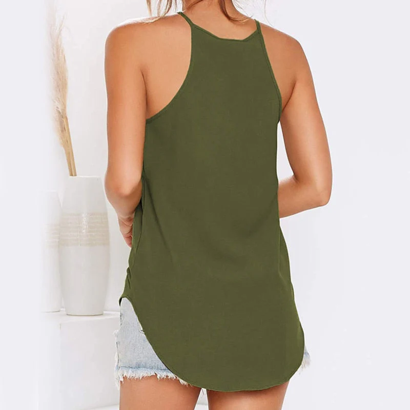 Hulianfu Women Tank And Camis Ladies Halter Neck Top Summer Sexy O Neck Sleeveless Tops Vest Female OL T-shirts Women Pulovers - Deanwangkt