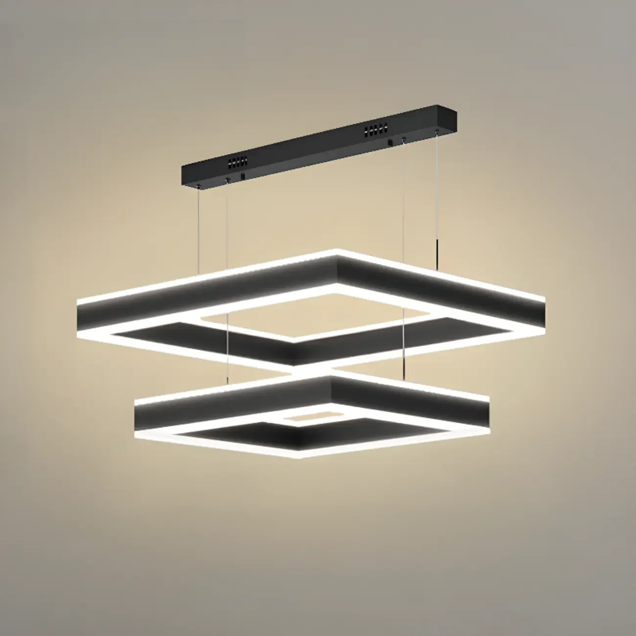 Modern 3-Tier Linear Square Dimmable LED Chandelier