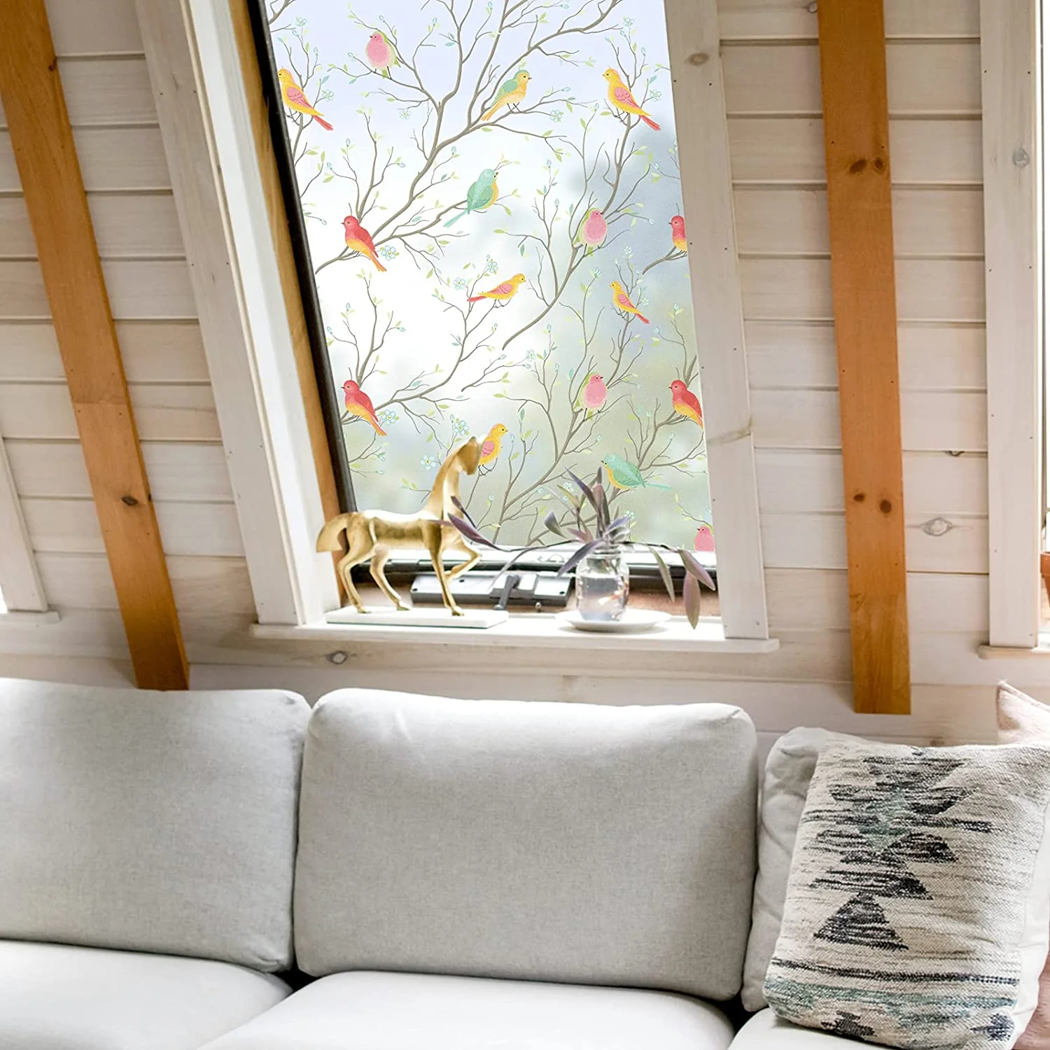 HULIANFU Privacy Window Film Opaque Non-Adhesive Bird Decals Decorative Glass Covering Static Cling Tint Frosted Window Stickers for Home - Deanwangkt