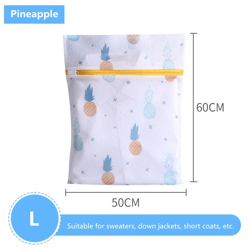HULIANFU Pineapple Printing Zippered Mesh Laundry Bag Polyester Washing Net Bag For Underwear Sock Washing Machine Pouch Clothes Bra Bags - Deanwangkt