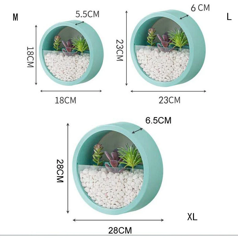 HULIANFU Wall Hanging Decor Shelf Flower Pot Modern Home Decor Room Decoration Multifunctional Storage Box Creative Round Floral Ornament - Deanwangkt