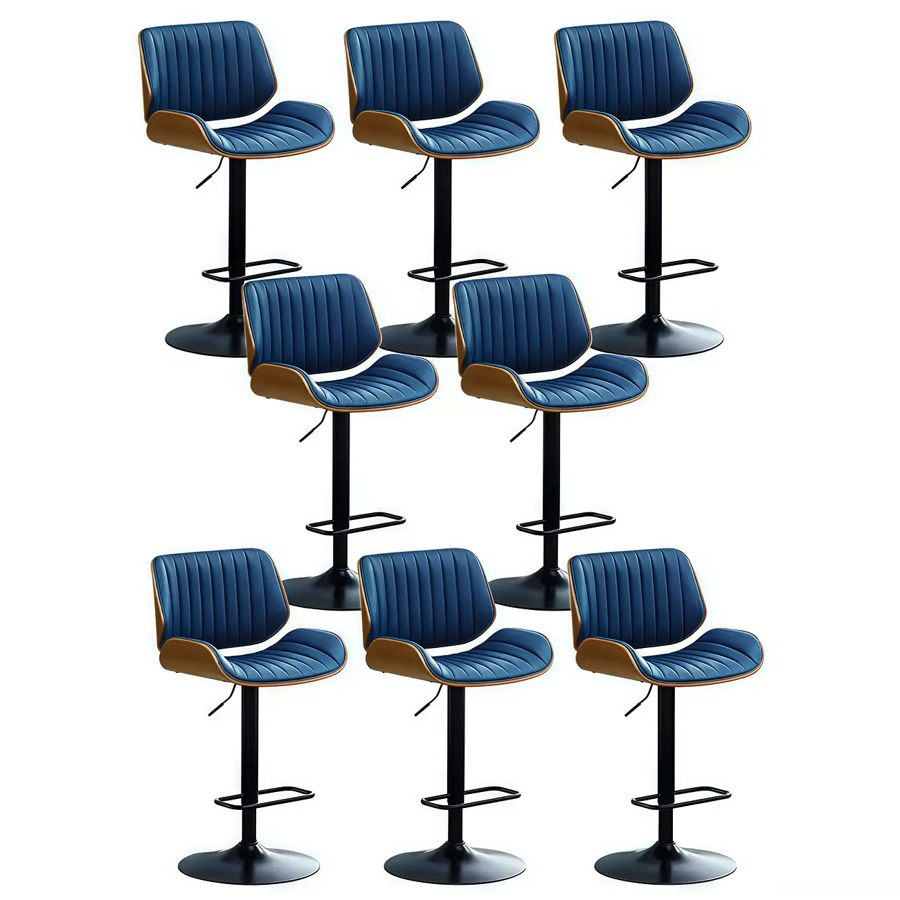 Elegant Wood Leather Red Swivel Adjustable Bar Stool