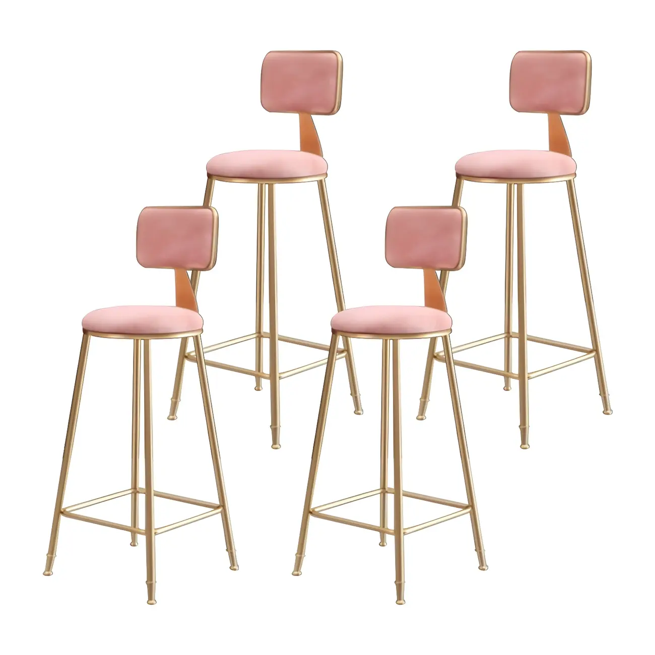 Round Velvet Upholstered Counter Bar Stools