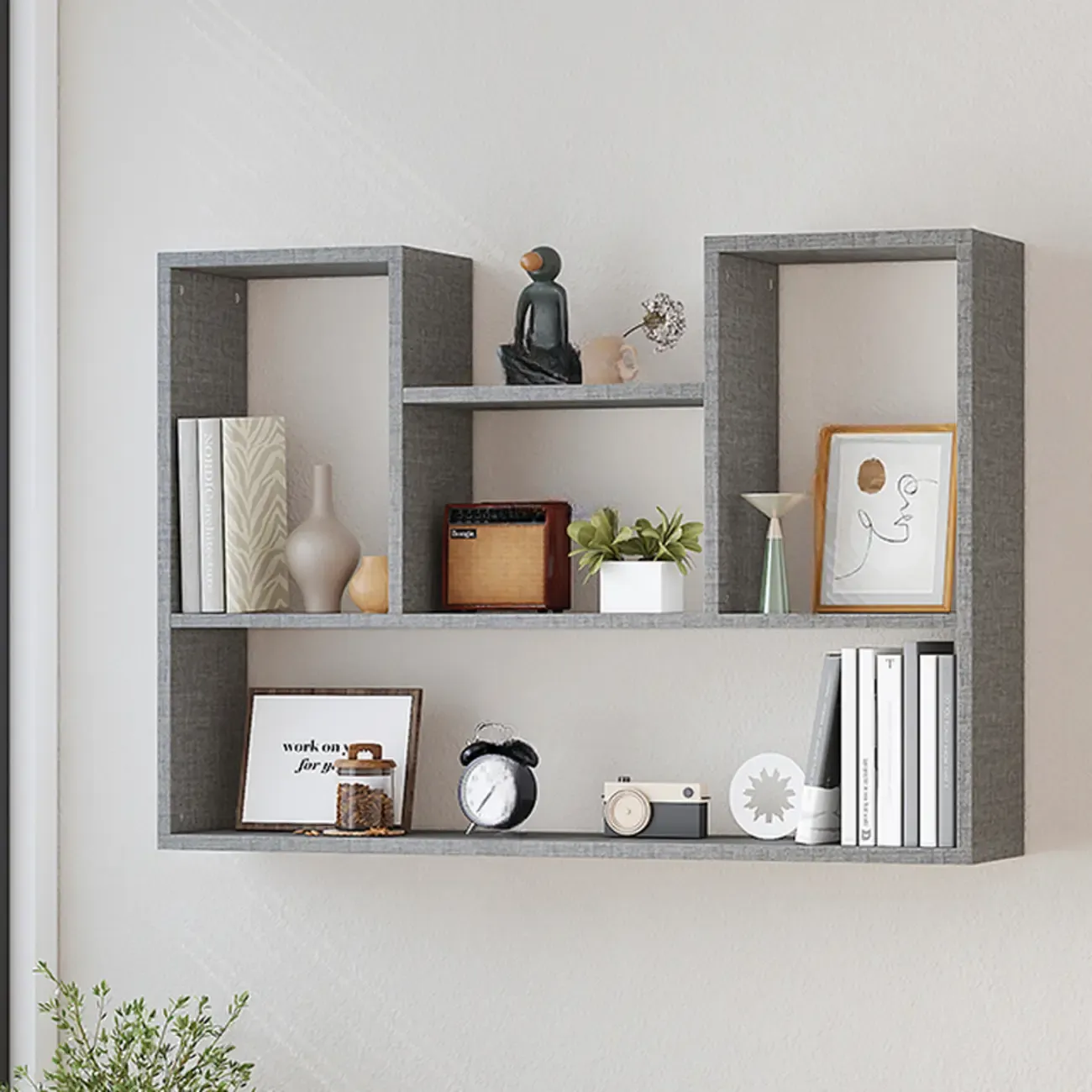 Modern Wooden 3-Tier Open Back Wall-Mounted Bookcase