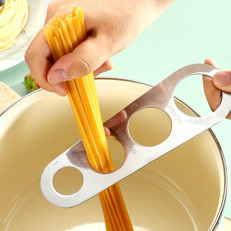 HULIANFU Stainless Steel Spaghetti Ruler Pasta Measuring Device Spaghetti Kitchen Gadget 4-hole Rice Noodle Measuring Device Pasta Cutter - Deanwangkt