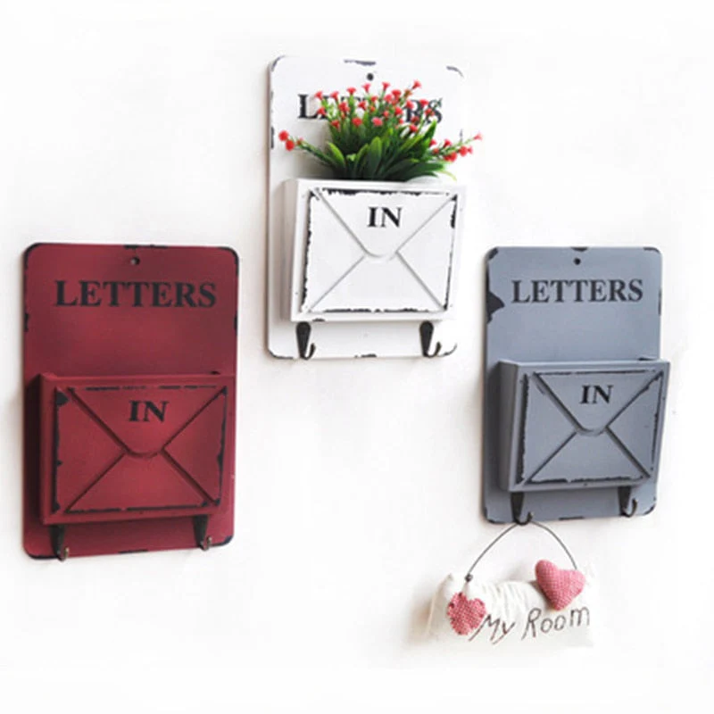 HULIANFU Vintage Wall Mount Mailbox Outdoor Mail Postal Letter Newspaper Organizer DIY Balcony Garden Mini Flower Pot Decor 18x4.5x26cm - Deanwangkt
