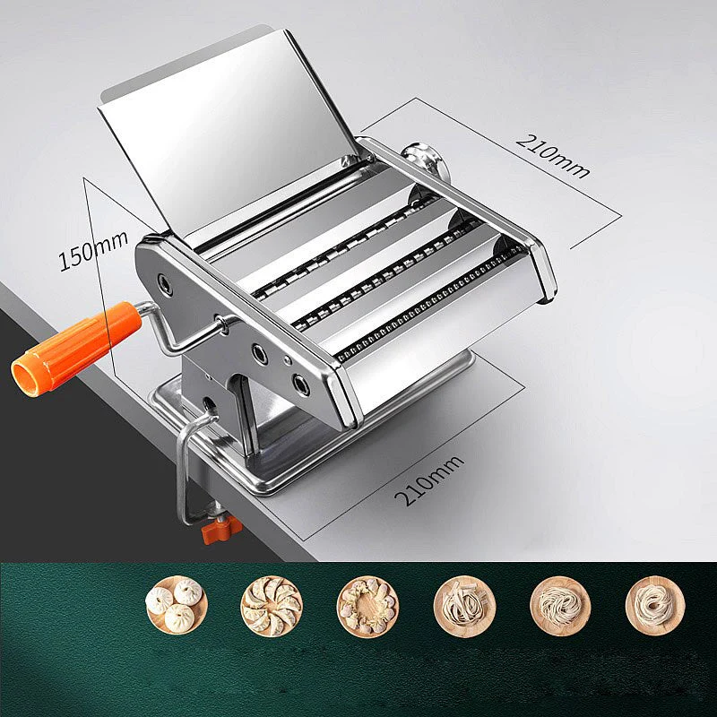 HULIANFU Manual Stainless Steel Linguine Pasta Maker Noodle Spaghetti Press Machine Cutter Dough Sheeter Ravioli Dumplings Shell Tool - Deanwangkt
